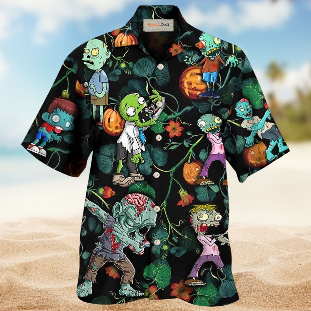 Tropical Zombie Halloween Pumpkin Scary Hawaiian Shirt For Poolside Relaxation And Sunny Getaways