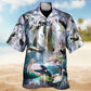 Dreamy Stork Bird Waterfall Hawaiian Shirt Design Detail For Sunny Adventures And Casual Wear