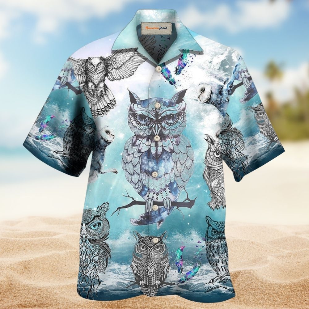 Owl Tattoo Fantasy Sky Hawaiian Shirt For Beach Parties And Weekend Getaways