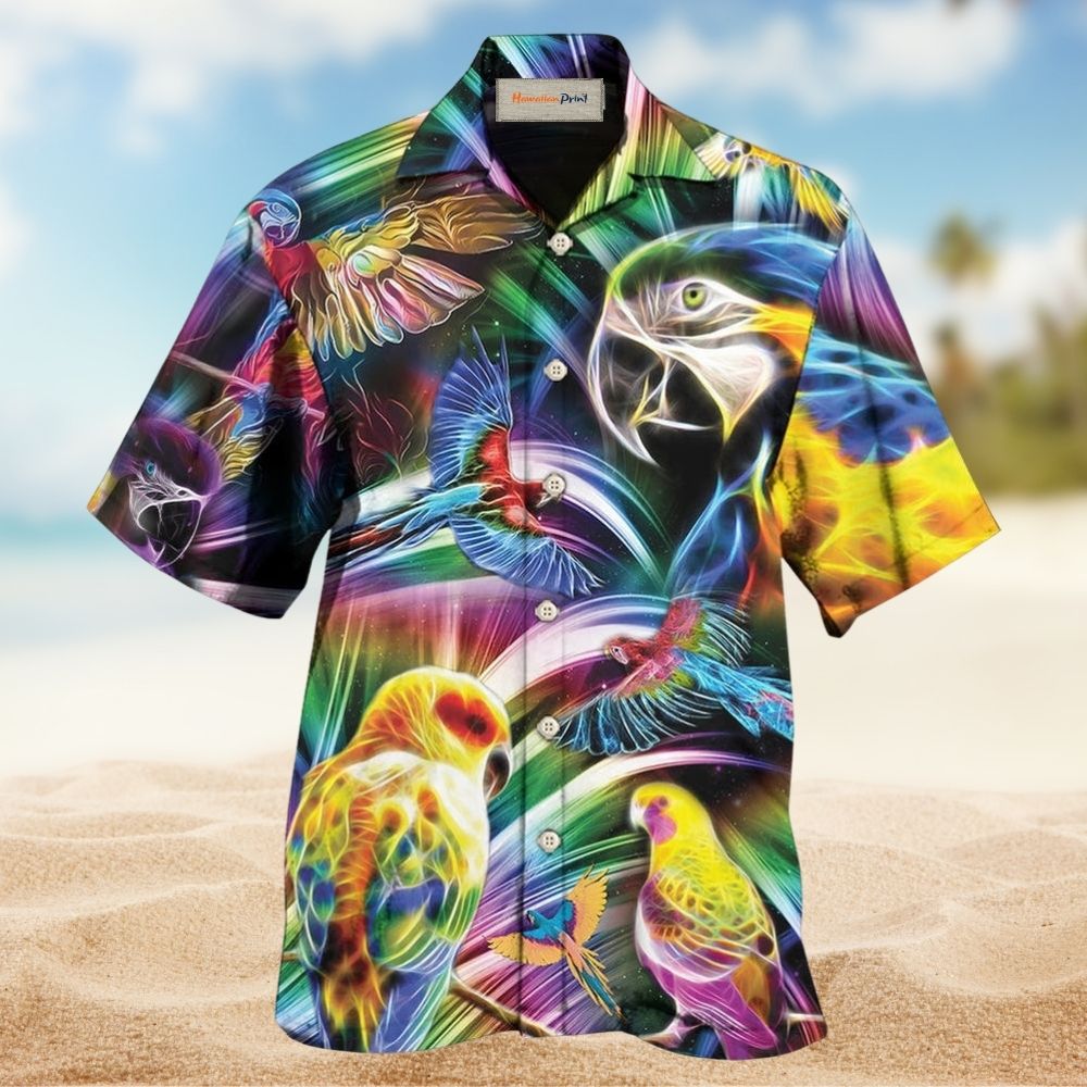 Parrot Nice Hawaiian Shirt Artwork Detail For Resort Trips And Outdoor Activities