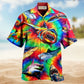 Rainbow Shark Hawaiian Shirt Artwork Detail For Tropical Trips And Casual Outings