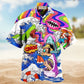 Bohemian Shark Girl Peace Hawaiian Shirt Design View For Casual Summer Styling