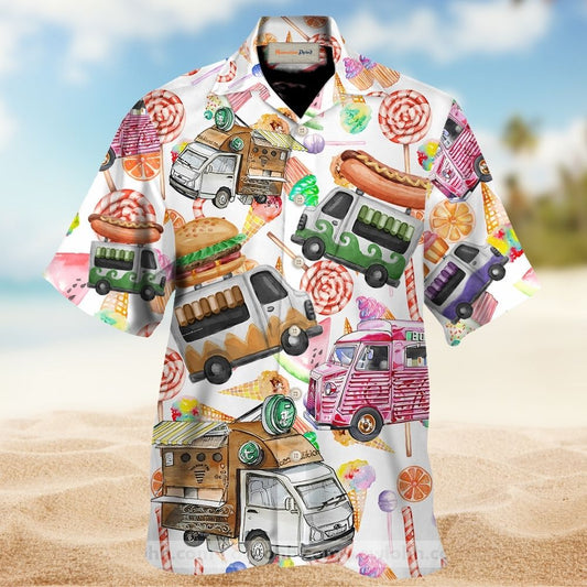 Truck Food Hawaiian Shirt Pattern View For Relaxed Warm Weather Outfits