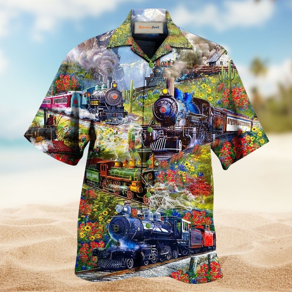Train Spring Hill Scenic Hawaiian Shirt For Summer Vacation And Beach Travel