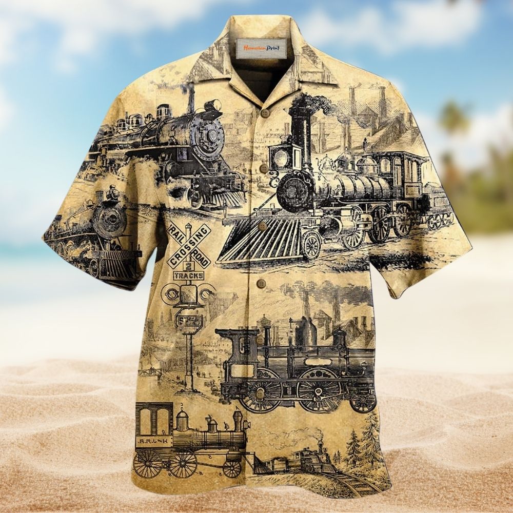 Train Railway Journey Hawaiian Shirt For Beach Parties And Weekend Getaways