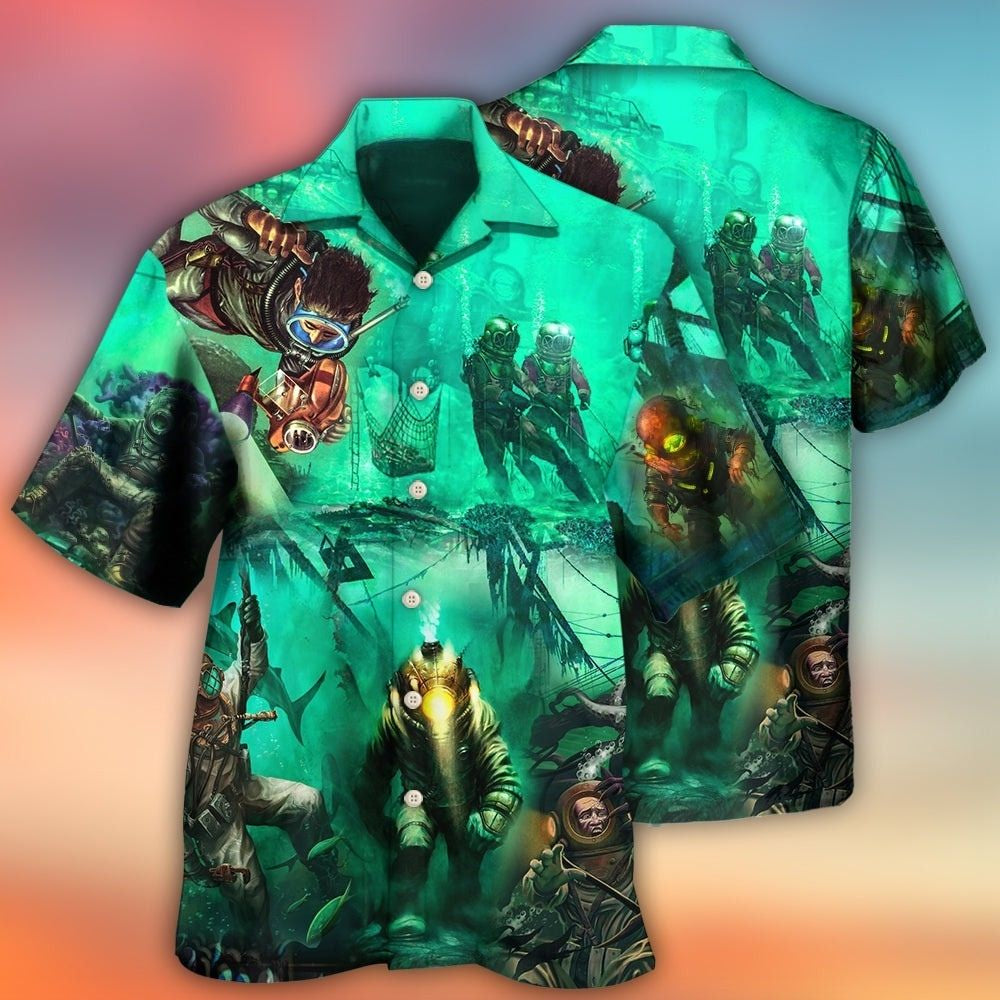 Diving Monster Sea Hawaiian Shirt For Summer Events And Casual Outdoor Wear