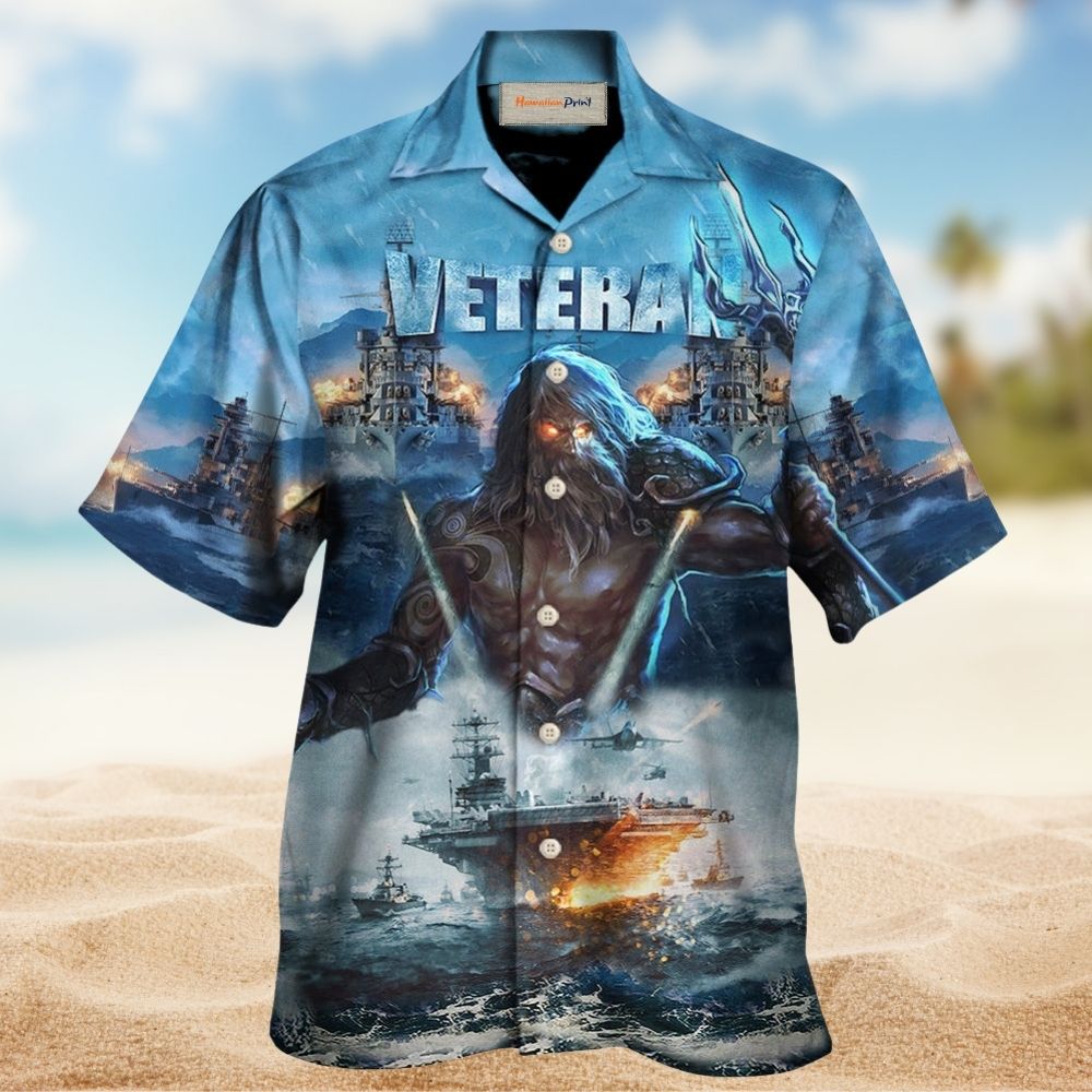 Patriotic Veteran Ocean Fierce Hawaiian Shirt Pattern Detail For Summer Holidays And Outdoor Fun