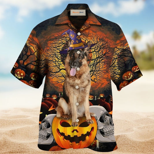 Halloween Dog Hawaiian Shirt Graphic Artwork Detail For Resort Wear