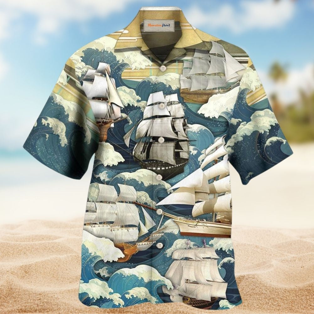Vintage Sailing Ocean Weekend Humor Hawaiian Shirt Resort Outfit View For Tropical Vacations