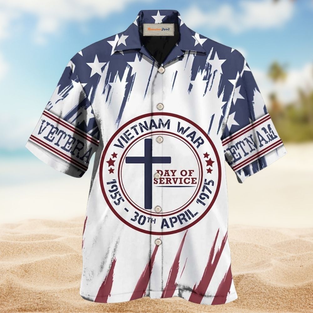 Vietnam Veteran Day Star Tribute Hawaiian Shirt Pattern Detail For Vacation Travel And Daily Wear