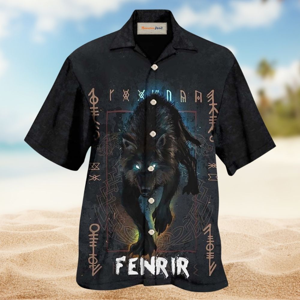 Wolf Norse Warrior Mythic Hawaiian Shirt Design Detail For Beach Days And Holiday Travel