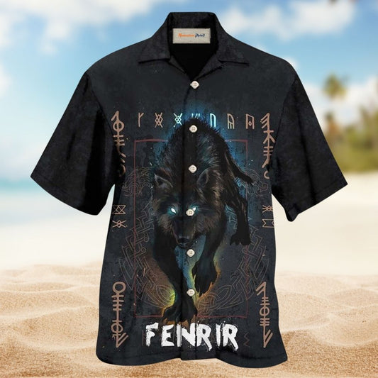 Wolf Norse Warrior Mythic Hawaiian Shirt Design Detail For Beach Days And Holiday Travel