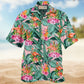 Colorful Tropical Flamingo Leaf Hawaiian Shirt Artwork View For Weekend Travel And Beach Style