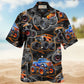 Monster Truck Racing Hawaiian Shirt Tropical Styling View For Summer Travel