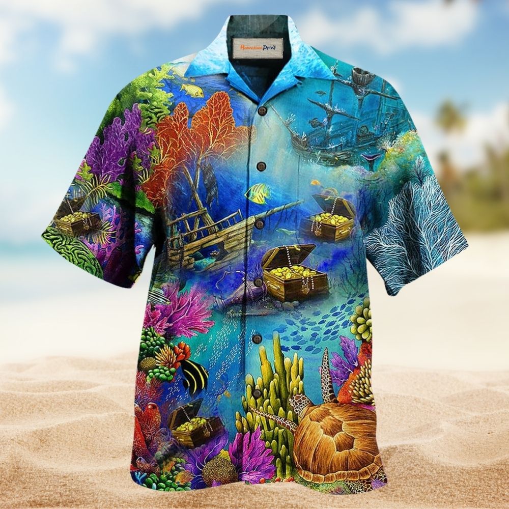 Amazing Ocean Aquarium Hawaiian Shirt Design Detail For Sunny Adventures And Casual Wear