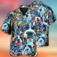 Colorful Dog Delight Design Hawaiian Shirt Relaxed Style View For Vacation Style