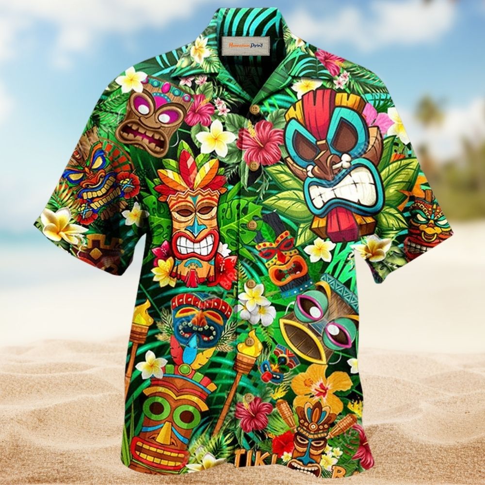 Funny Tiki Hawaiian Shirt Pattern View For Relaxed Warm Weather Outfits