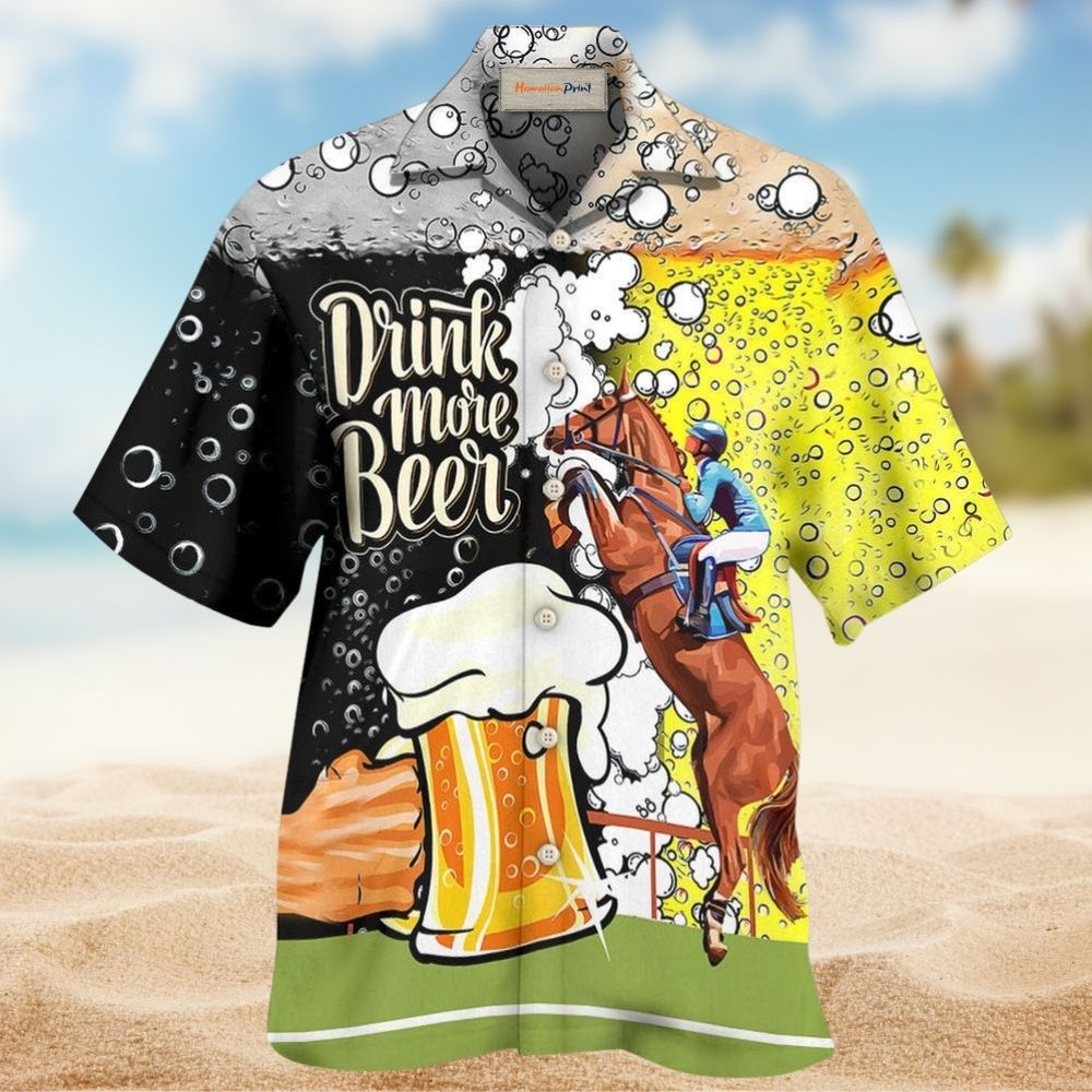 Beer Horse Racing Hawaiian Shirt Artwork View For Summer Travel
