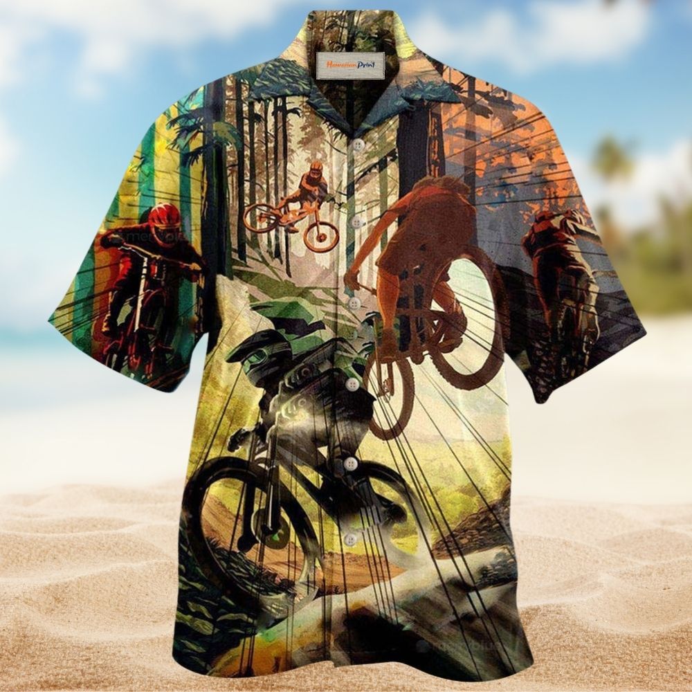 Underestimate Mountain Biker Hawaiian Shirt For Summer Vacation And Beach Travel