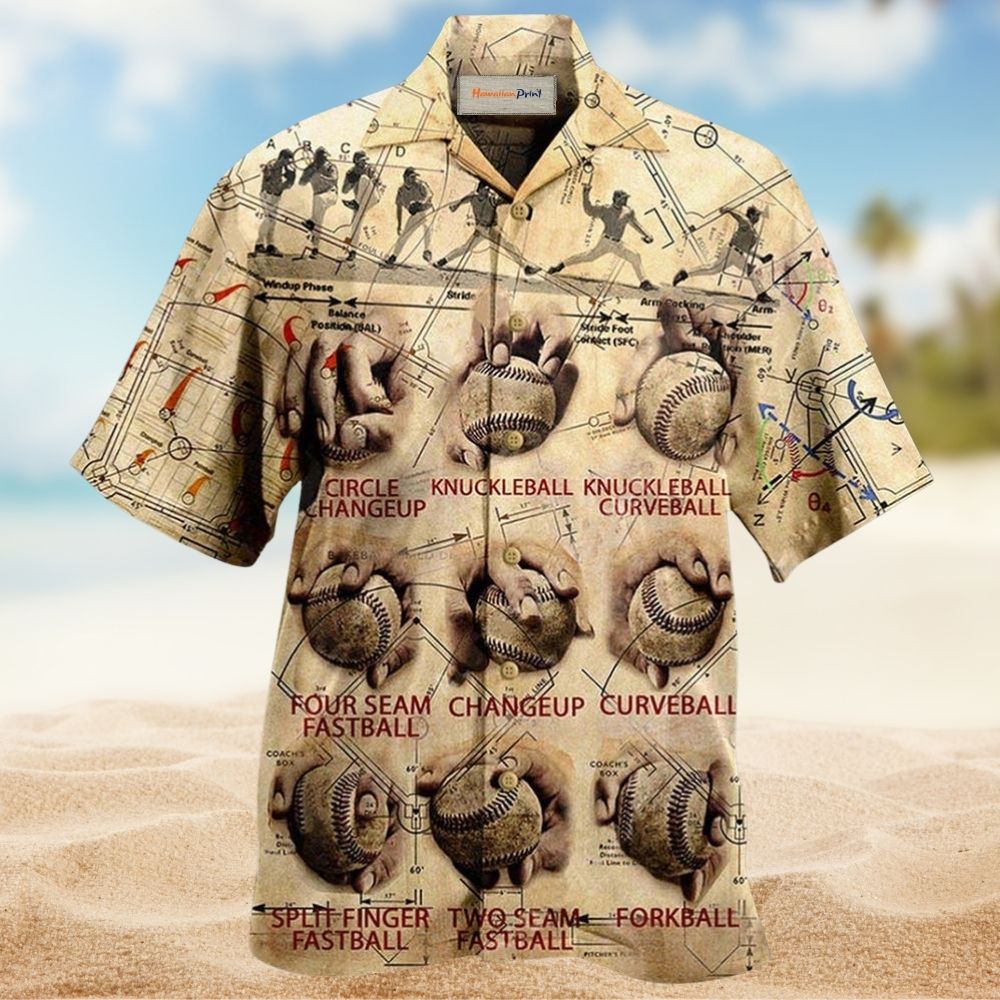 Baseball Pitching Grips Game Hawaiian Shirt Pattern View For Relaxed Warm Weather Outfits