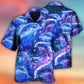 Neon Galaxy Dolphin Glow Ocean Hawaiian Shirt Summer Design Detail For Thoughtful Gifting