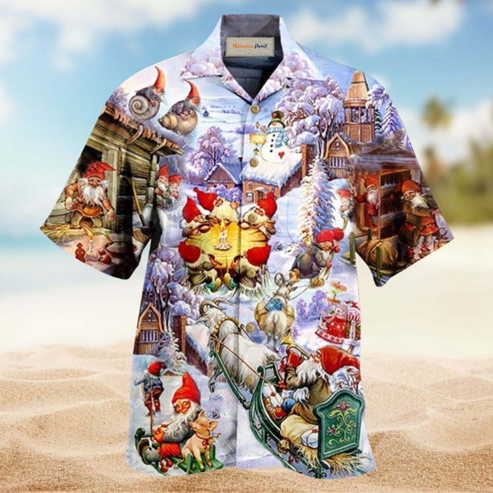 Gnome Christmas Santa Snow Hawaiian Shirt For Summer Vacation And Beach Travel