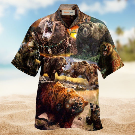 Bohemian Bear Spirit Cultural Hawaiian Shirt For Summer Vacation And Beach Travel