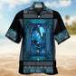 Blue Dragon Viking Pattern Hawaiian Shirt Artwork View For Casual Outings