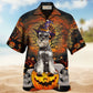 Halloween Schnauzer Dog Hawaiian Shirt Collar And Front View For Summer Travel