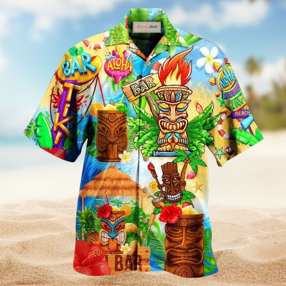 Good Great Friends Tiki Bar Hawaiian Shirt Pattern View For Lightweight Everyday Style