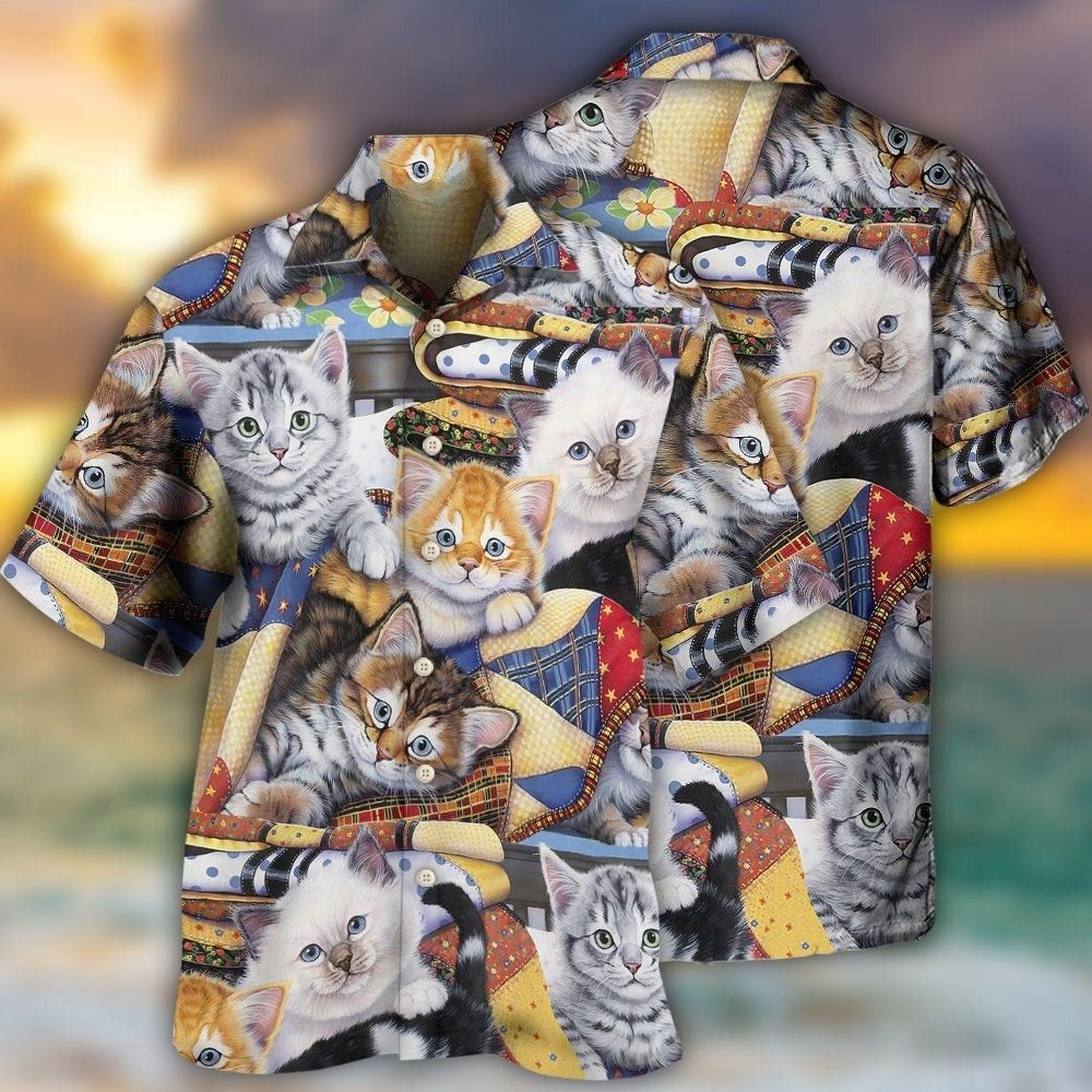 Cute Kitten Adorable Cat Hawaiian Shirt Design View For Thoughtful Gifting