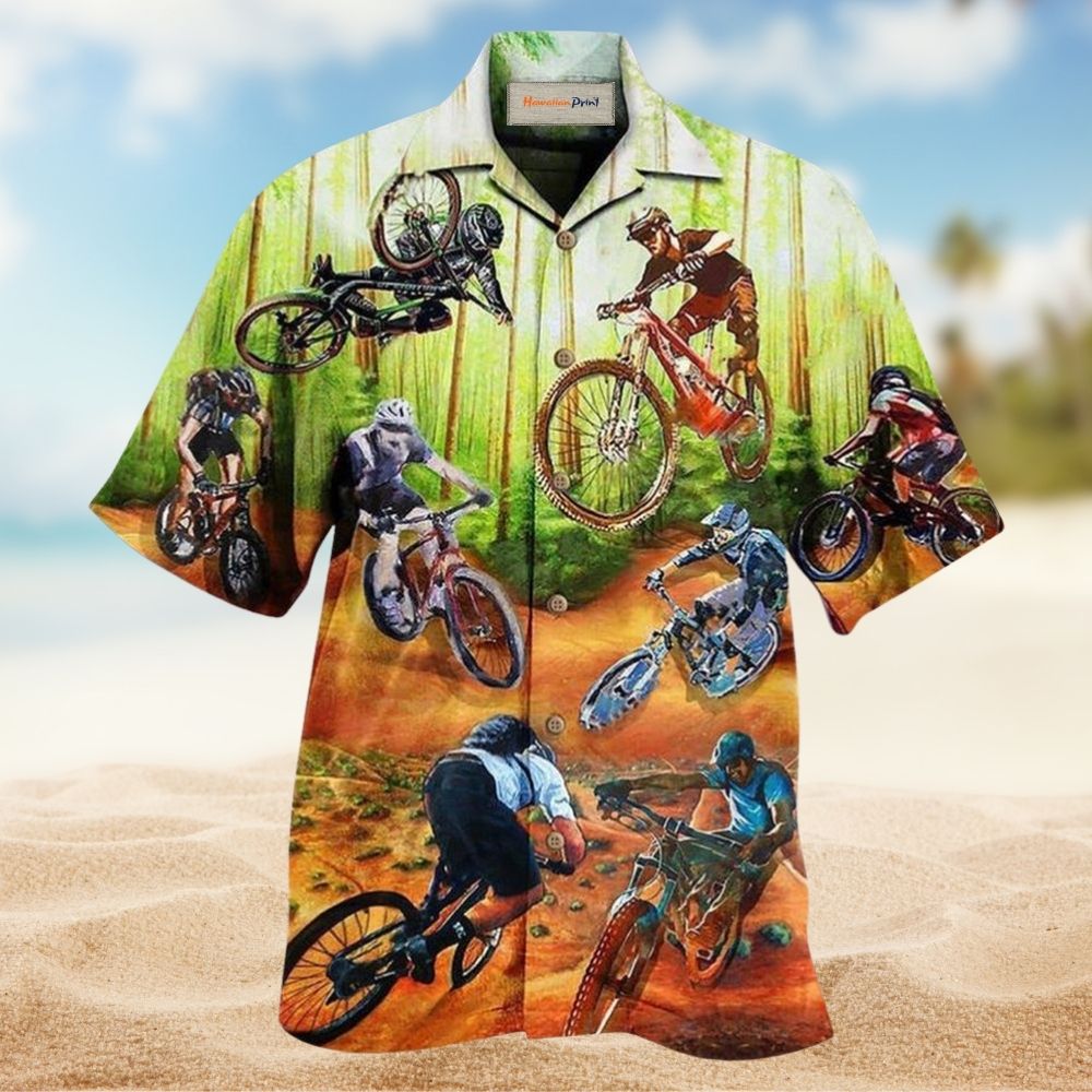 Rather Cycling Trails Hawaiian Shirt Design View For Casual Summer Styling