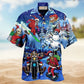 Festive Skull Christmas Hawaiian Shirt For Summer Events And Casual Outdoor Wear