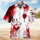 Dark Halloween Blood Warning Horror Hawaiian Shirt Artwork Detail For Resort Trips And Outdoor Activities