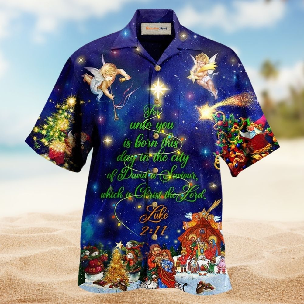 Blue Christmas Christ Faith Hawaiian Shirt For Resort Getaways And Comfortable Summer Activities