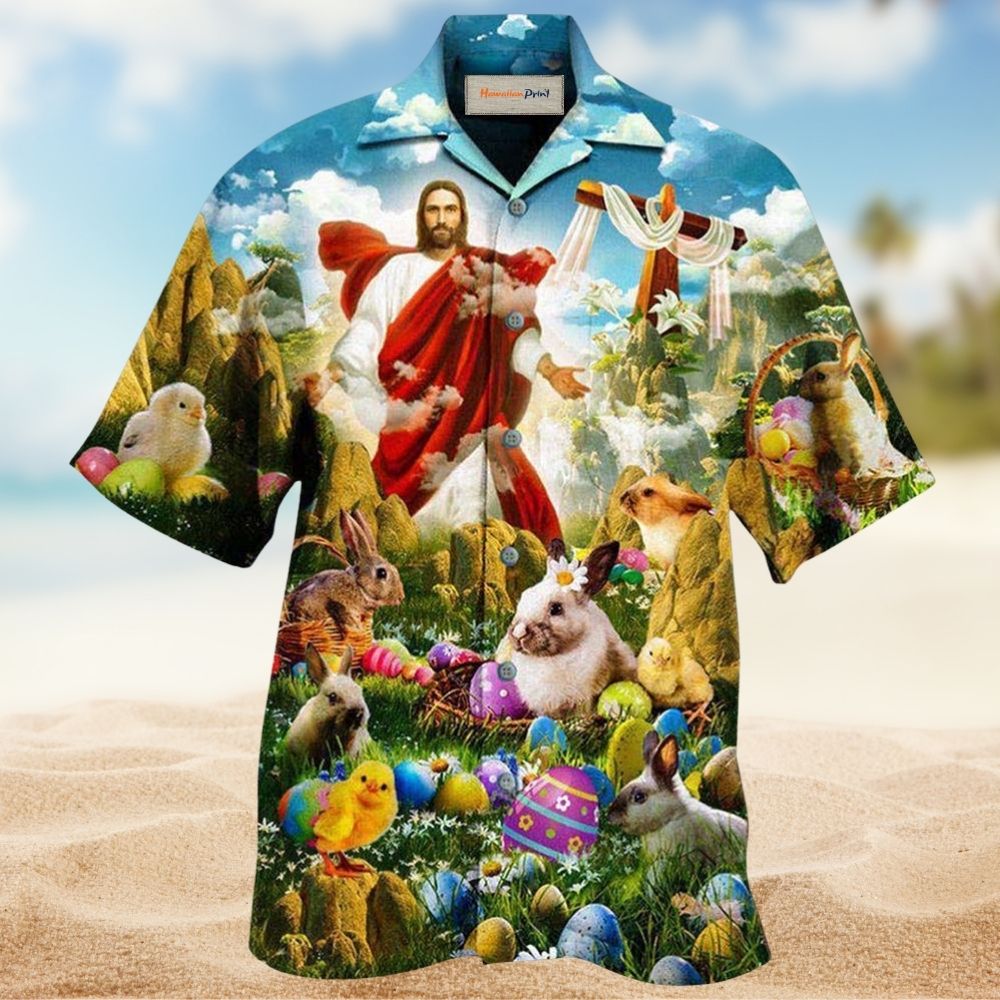 Easter Faith Risen Celebration Hawaiian Shirt For Beach Parties And Weekend Getaways