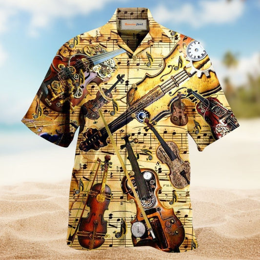Violin Music Hawaiian Shirt Artwork View For Coastal Escapes And Resort Style