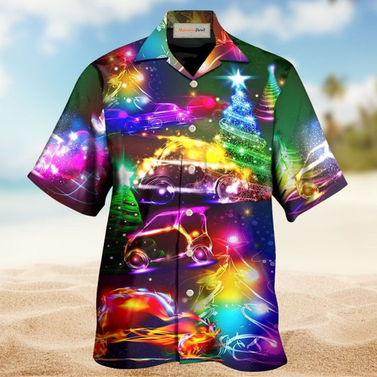 Festive Car Christmas Everything Hawaiian Shirt Pattern View For Relaxed Warm Weather Outfits