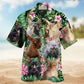 Floral Cat Lykoi Artistic Hawaiian Shirt Design Detail For Beach Days And Holiday Travel