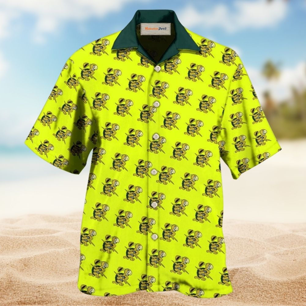 Colorful Turtle Comic Fun Hawaiian Shirt For Summer Vacation And Beach Travel