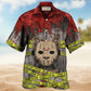 Spooky Cat Halloween Horror Hawaiian Shirt Pattern Detail For Vacation Travel And Daily Wear