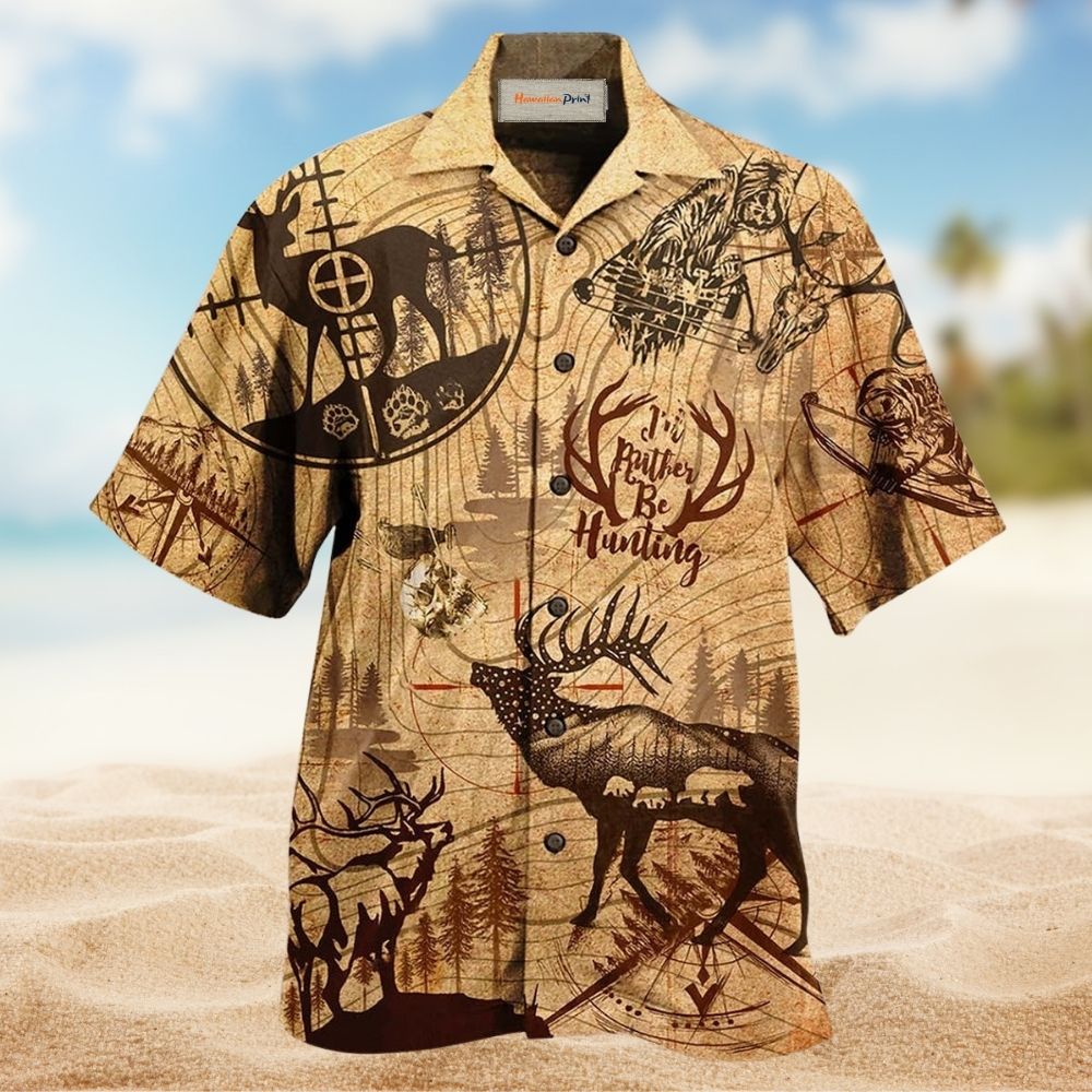 Vintage Deer Hunting Outdoor Hawaiian Shirt Artwork View For Coastal Escapes And Resort Style