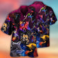 Neon Dog Lightning Energy Hawaiian Shirt Collar And Front View For Warm Weather Events