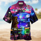 Retro Arcade Gaming Fun Theme Hawaiian Shirt For Vacation Days And Relaxed Coastal Outings