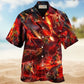 Dinosaur Meteor Rain Fantasy Hawaiian Shirt Artwork View For Coastal Escapes And Resort Style