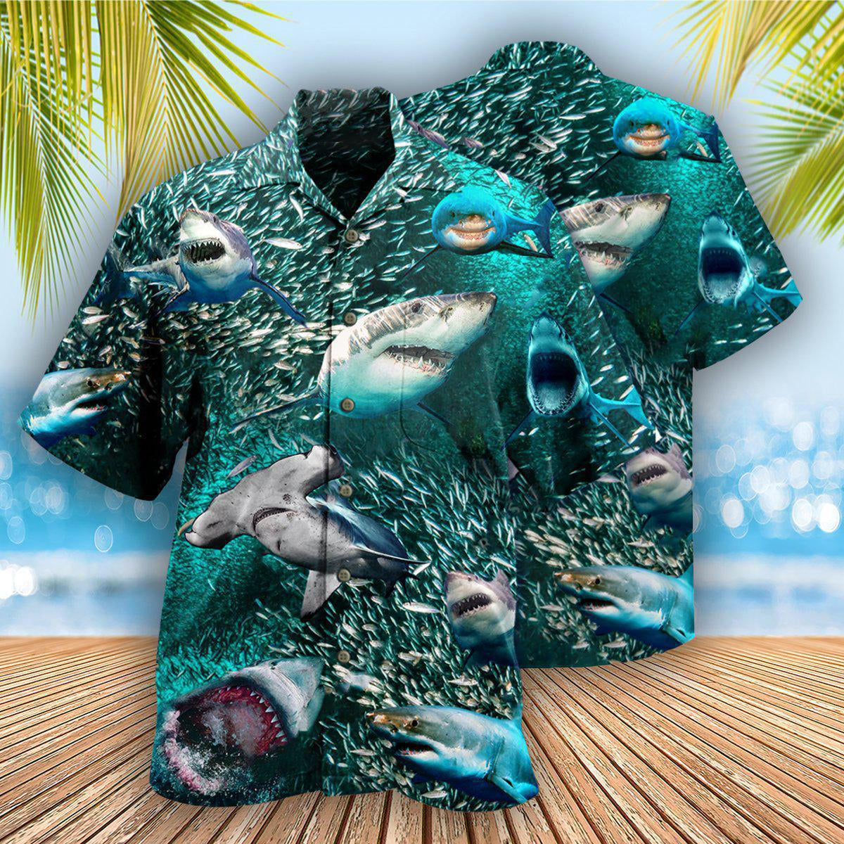 Fish Shark Full Hawaiian Shirt For Coastal Adventures And Warm Weather Wear