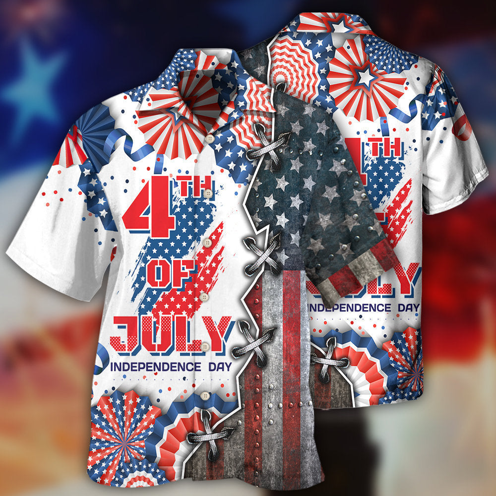 Patriotic American Hawaiian Shirt With All Over Print For Tropical Getaways Outdoor Fun And Everyday Wear
