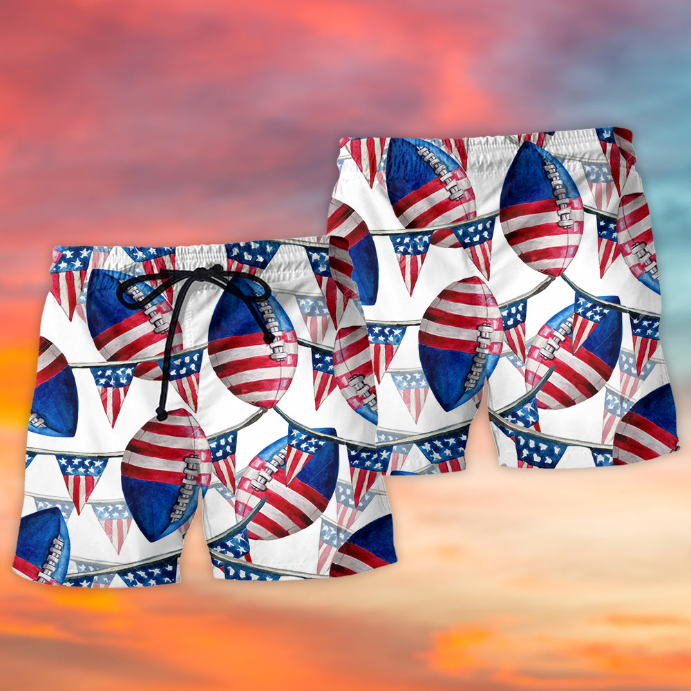 Classic Independence Day American Beach Shorts Pattern View For Coastal Holidays And Casual Activities
