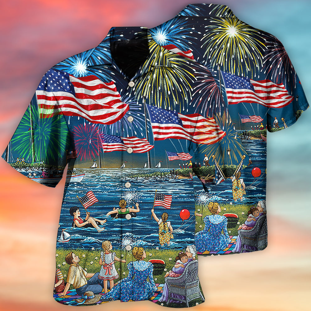 Patriotic American Hawaiian Shirt With All Over Print For Beach Getaways Resort Outings And Thoughtful Gifting