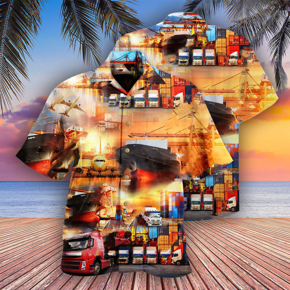Logistics Hawaiian Shirt With All Over Print For Beach Getaways Resort Outings And Thoughtful Gifting